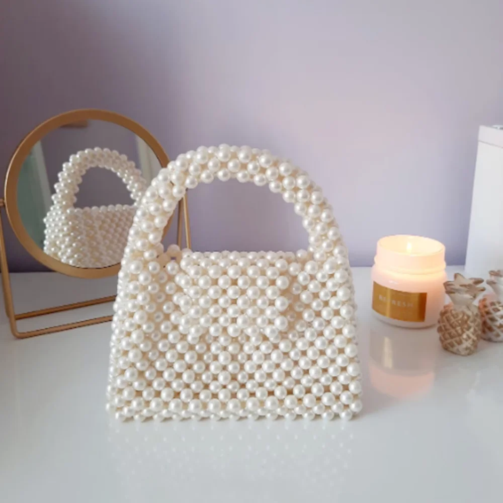 Handmade Woven Beaded Pearl Bags For Women Handbags Fashion Trend Beach Vacation Wedding Clutch Party Bags Beading Bag