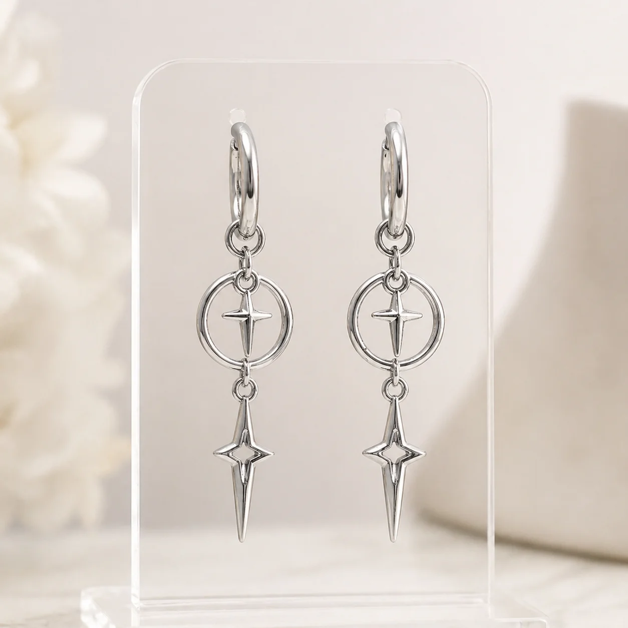 2pcs Classic Star Earrings Grunge Jewelry Hypoallergenic Y2K Gothic Punk Aesthetic Dangly Chunky Minimalist Alt Fairy Coquette