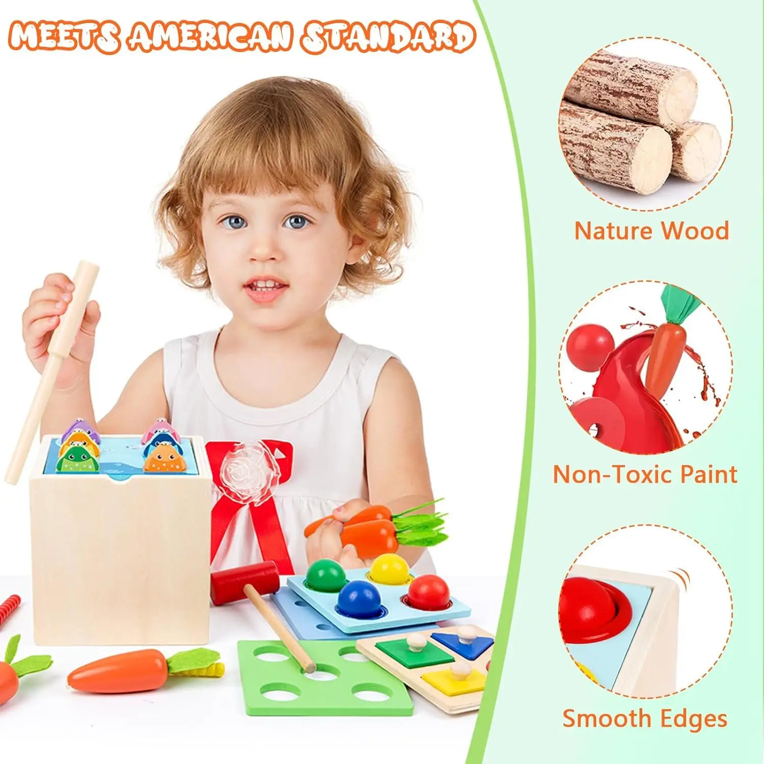 Montessori Busy Board Box Toy Wooden Color Shape Sorter Toy Early Learning Sensory Toys Toddlers Fine Motor Skills Activity Toy