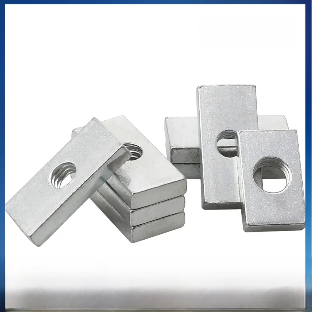 Écrous carrés rectangulaires M3 M4 M5 M6 M8, bloc coulissant fin, en acier au carbone zingué, accessoire de profil en aluminium, 10 à 50 pièces