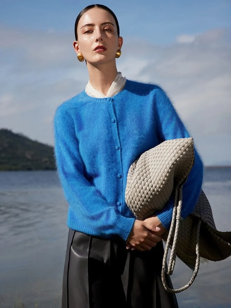 5% Silk 10% Cashmere 85% Wool Women Sweater Autumn Winter Cashmere Sweater O-Neck Soft Chic Knitted Warm Wool Cardigans Sweater