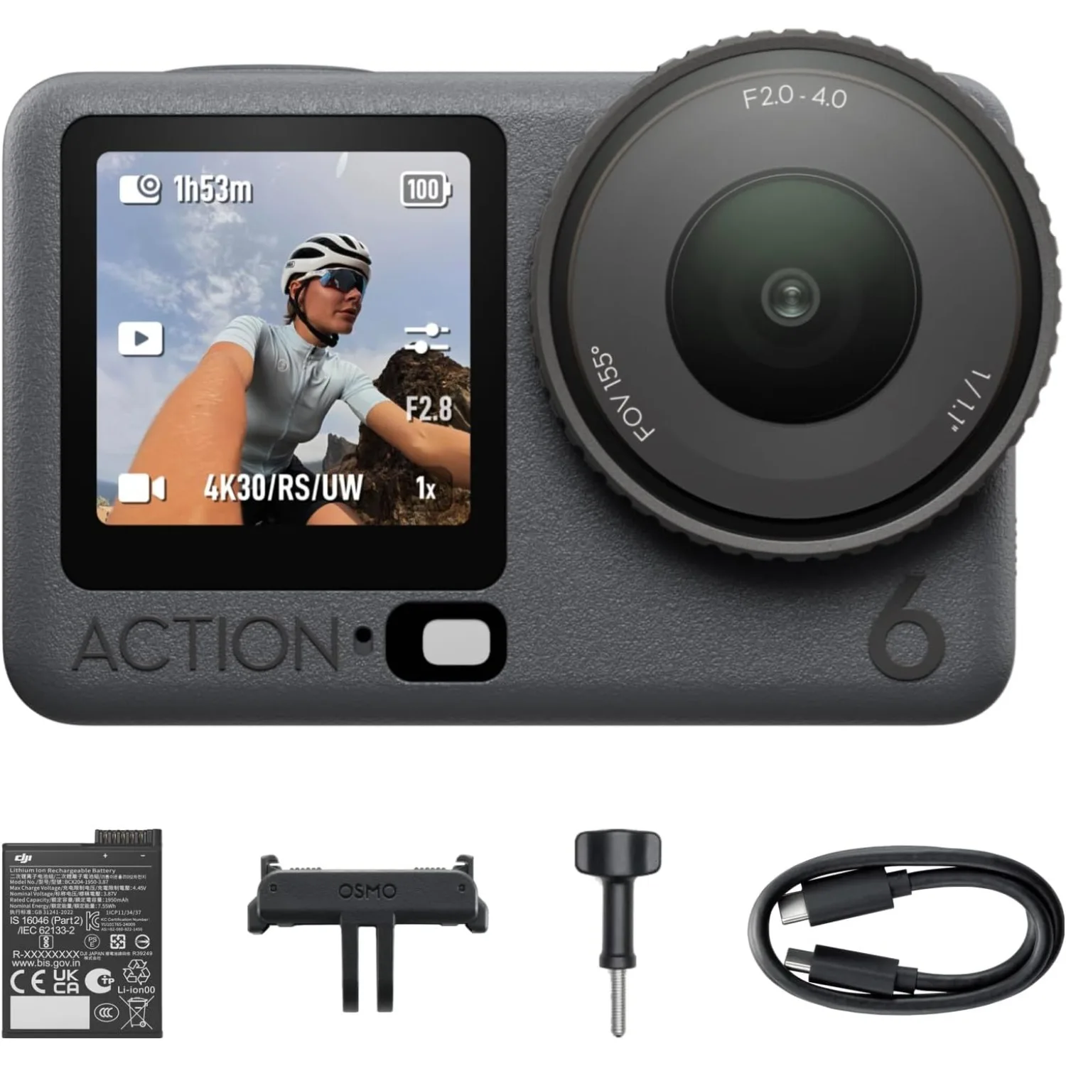 DJI Osmo Action 6 Standard Combo Activated, 8K Waterproof Action Camera with 1/1.1