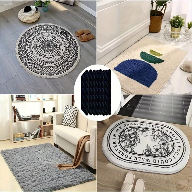 12 parches fuertes de fijación de alfombras de doble cara, antideslizantes y duraderos, adecuados para suelos de madera y baldosas de cerámica