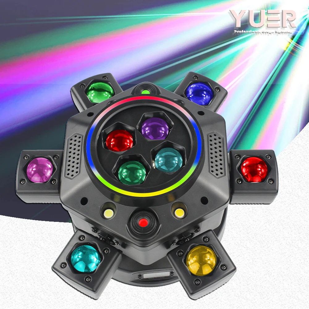 

LED fantasy light strips 6 Arms Bee Eye Stage Light 120W RGBW LED Moving Head Beam Lighting Laser Beam Strobe DJ Bar Party