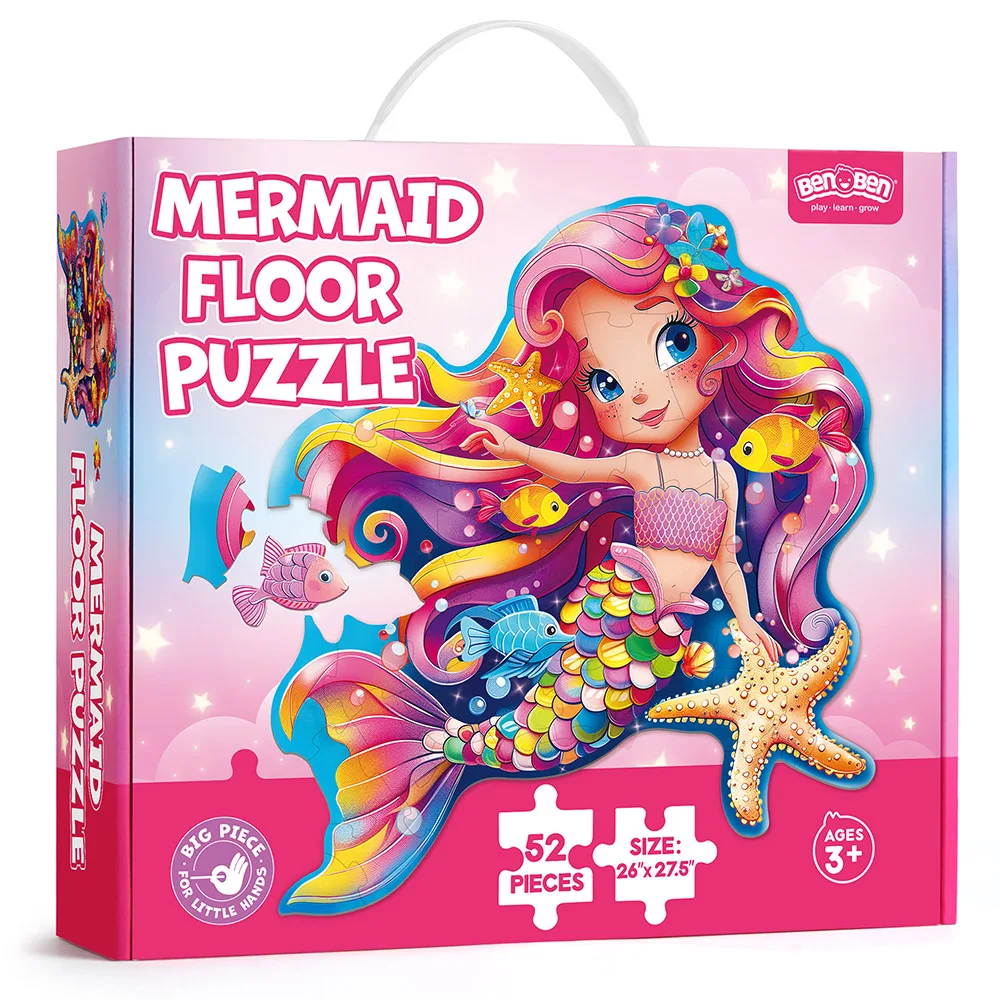 Floor Puzzles For Kids, 52 Piece Magical Mermaid Puzzles For Kids Ages 3-6, Large Jigsaw Puzzles For Toddlers, Education Preschool Tools For Boys Girls 3 4 5+ Years Old, Intelligence Challenging Educational Gift Christmas Xmas Birthday Thanksgiving Gift