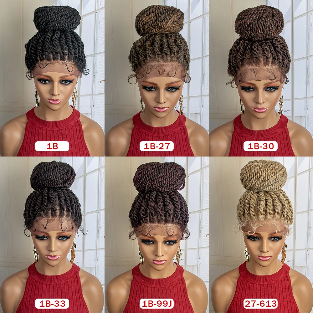 2022 New  Afro Braided Updo Wigs Synthetic Lace Front Wig Cornrow Braid Wigs with Baby Hair for Black Women Box Braid Wig