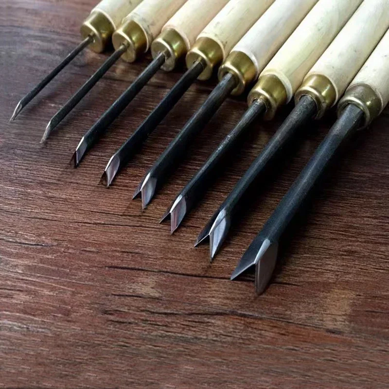 Nóż do rzeźbienia w drewnie Ręczne narzędzie do rzeźbienia w drewnie Dłuto do przycinania w kształcie litery V Nóż trójkątny 1,5 mm 2 mm 3 mm 4 mm 5 mm 6 mm 7 mm 8 mm — zdjęcie 2