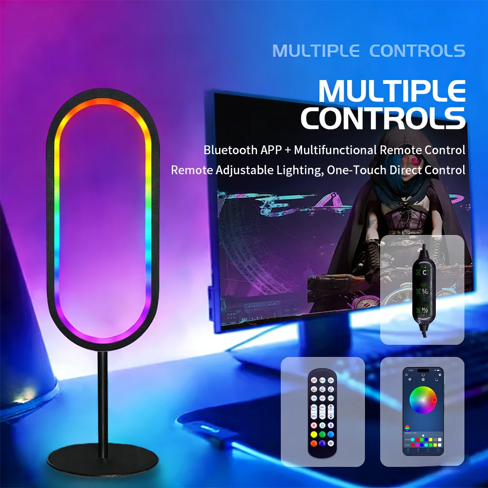 

U-образная RGB-подсветка для компьютерного стола, красочная, для киберспорта, с активацией от звука, для спальни, декор для компьютера