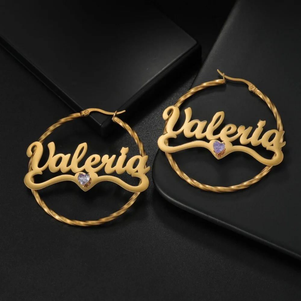 LeeChee الزركون 3 قطعة مجموعة 50 مللي متر حبل Twsit هوب اسم مخصص عقد من حجر الياقوت مع خاتم مزدوج طقم مجوهرات للمراهقين والنساء