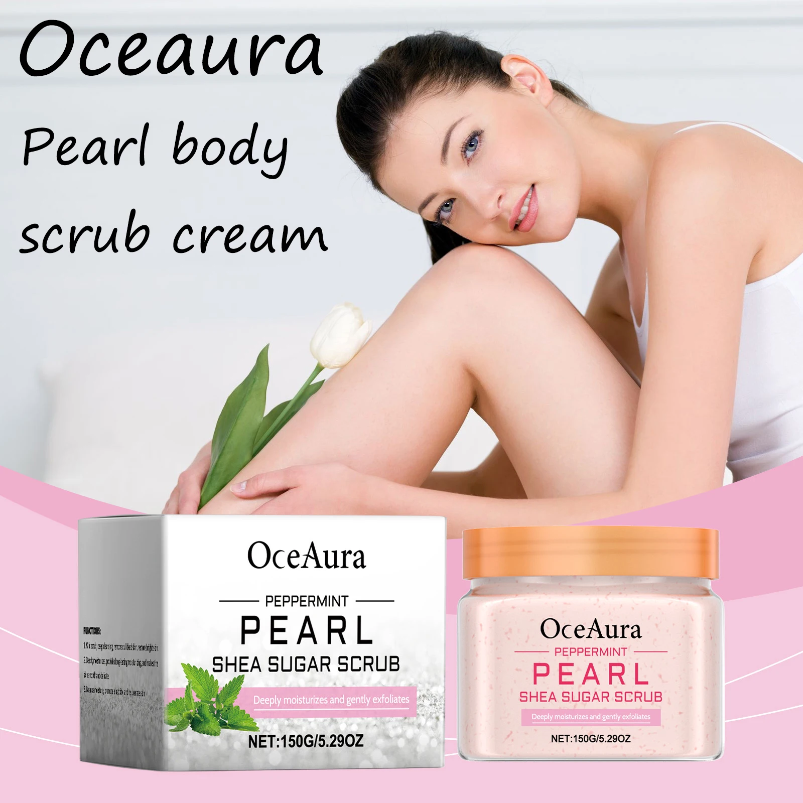 

Крем-скраб для тела Oceaura Mint Pearl, мягкий крем для удаления омертвевшей кожи, повышение гладкости, увлажняющий, глубокая очистка, отшелушивающий крем для тела