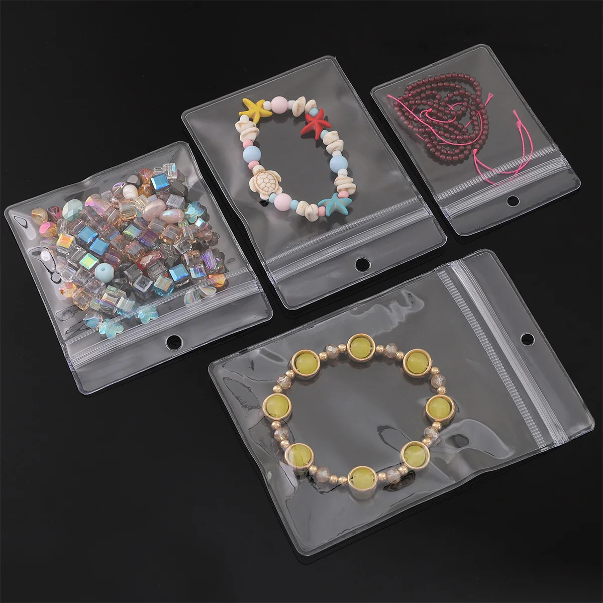 20pcs Transparent Self Sealing Bag, Double-layer Sealed Plastic Bag, Used For Jewelry Packaging
