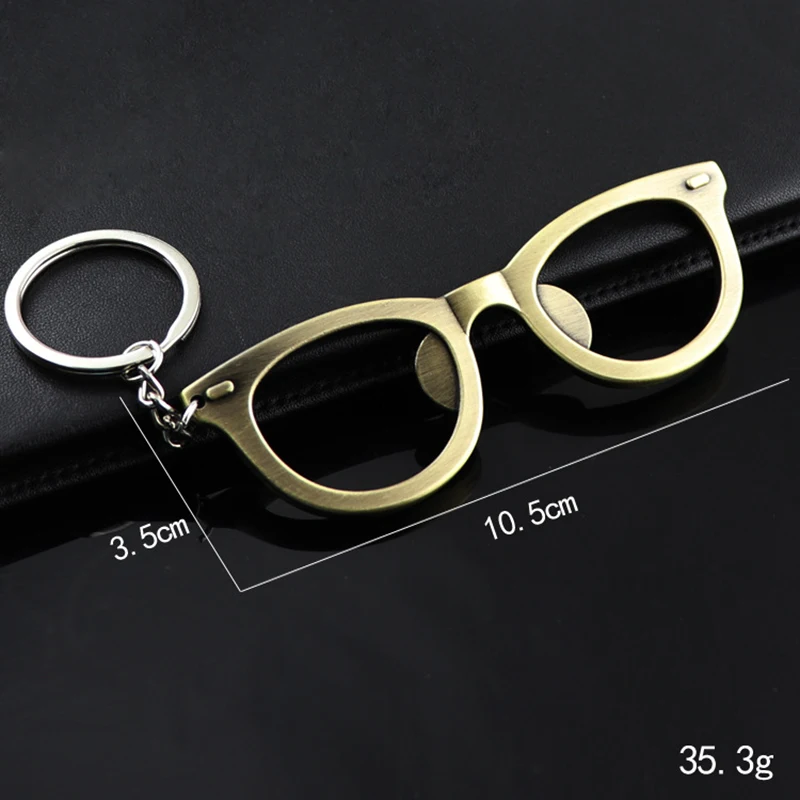 Creative Glasses Shape Bottle Opener Keychain Portable Metal Beer Opener