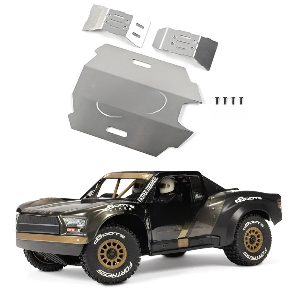 Metalen Rvs Chassis Armor Botsing Bescherming Skid Plate voor ARRMA 1/16 MOJAVE GROM 223S DSC 4X4 Desert Truck ARA2304 - afbeelding 2