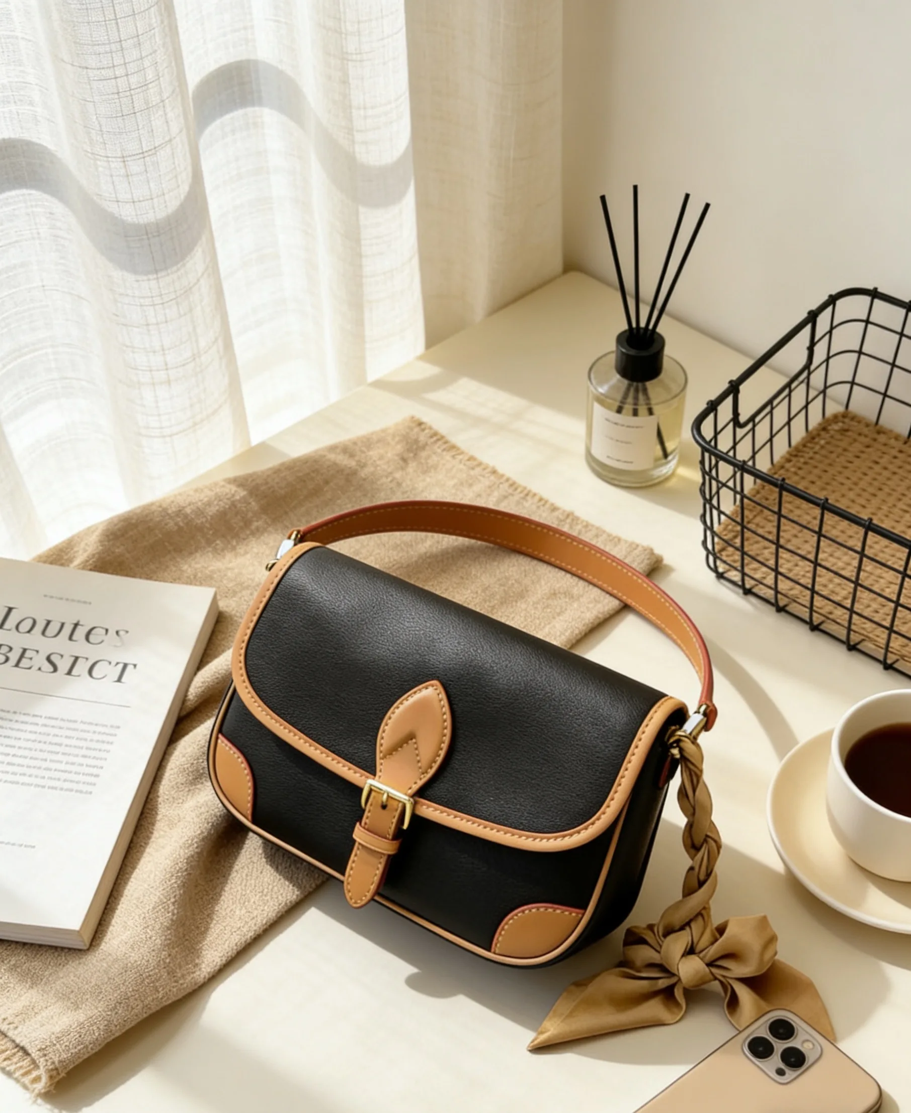 High Texture PU Leather Crossbody Bag