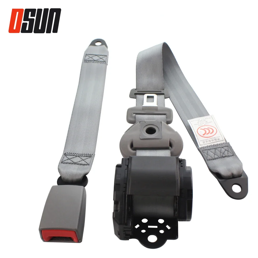 Grey 3 Points Car Seat Belts Universal Safety Belt Extender Extension Buckle Adujstable for Passenger Cars Engineering Vehicles