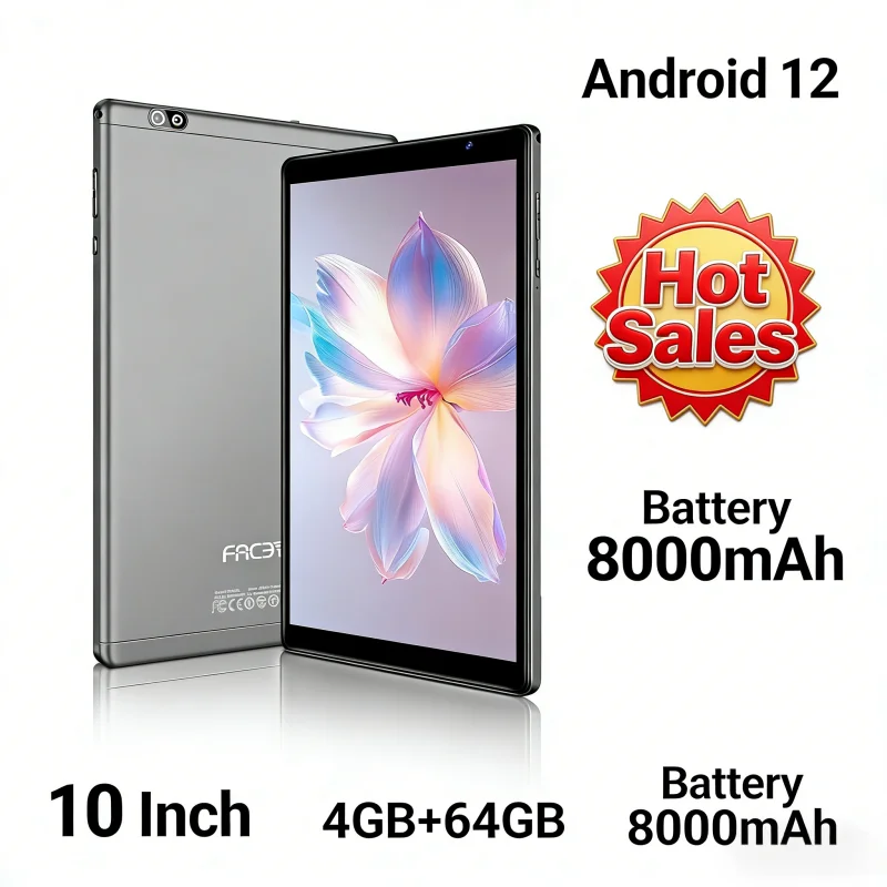 

4GB RAM 64GB ROM Type-C Android 12 Tablet 10.1 INCH Octa-Core UNISOC T310 Dual Camears 8000mAh WIFI Bluetooth 5.0 1280*800 IPS