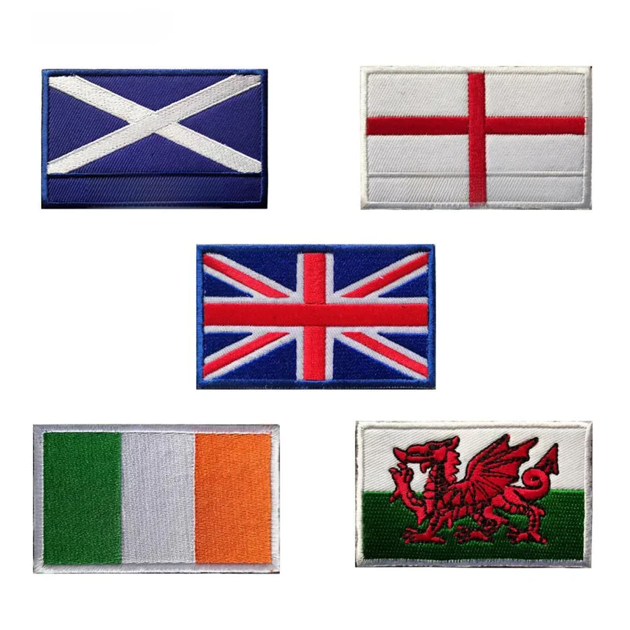 1PC Jakość 3D Haftowana Irlandia Anglia Walia Wielka Brytania Flaga Naszywka Na Ubrania Opaska Na Ramię Plecak Naklejka DIY Aplikacja 8CM X 5CM — zdjęcie 2