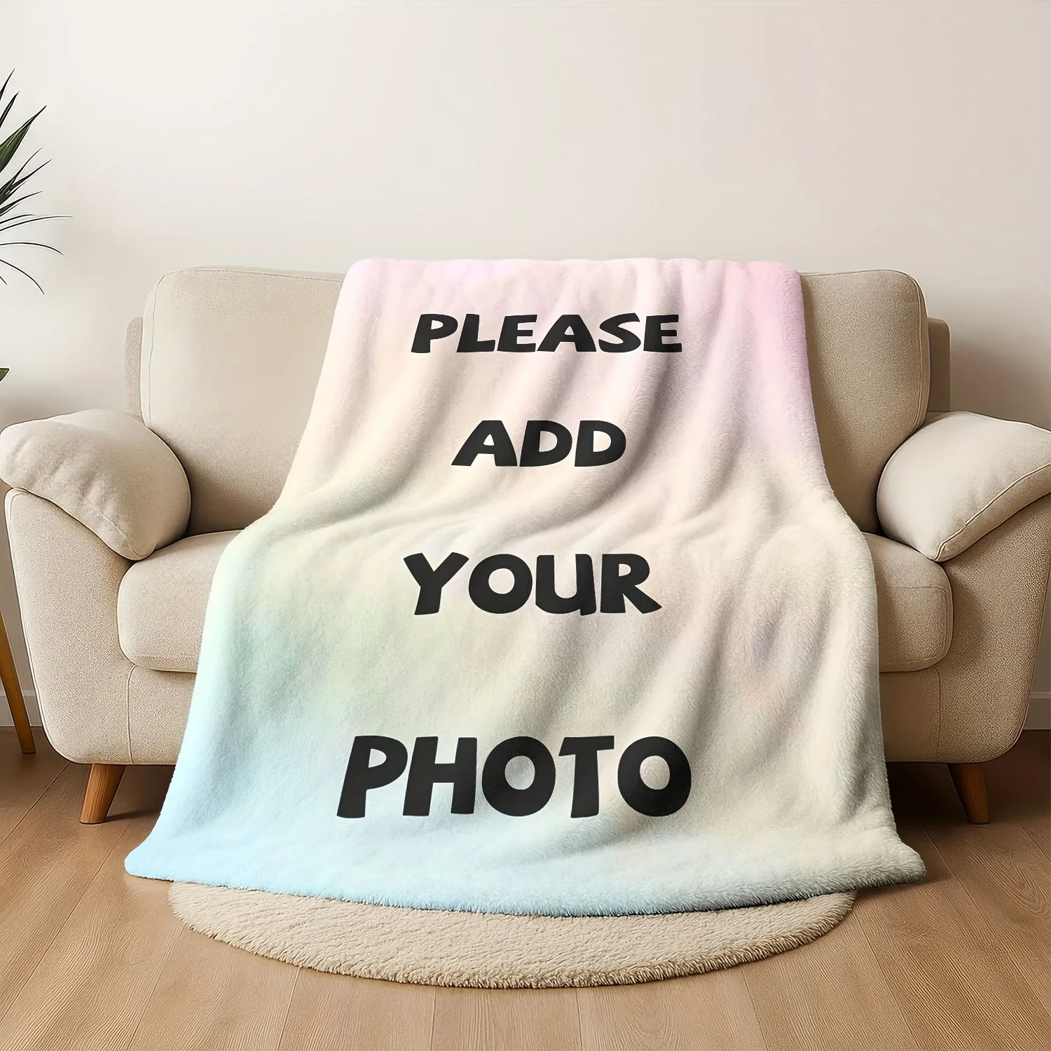 1PC Photo Custom Flannel Blanket, Upload Your Photo to Customize, lightweight and Soft, Suitable for All Seasons, Perfect for Bi