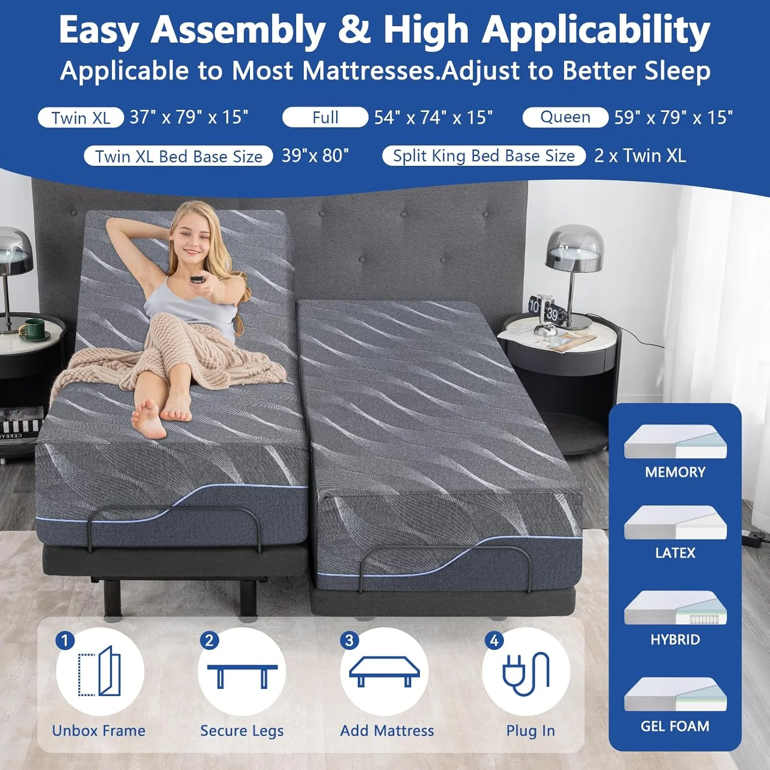 Base de Cama Ajustável Twin XL - Smart Home Xl avaliação e preço