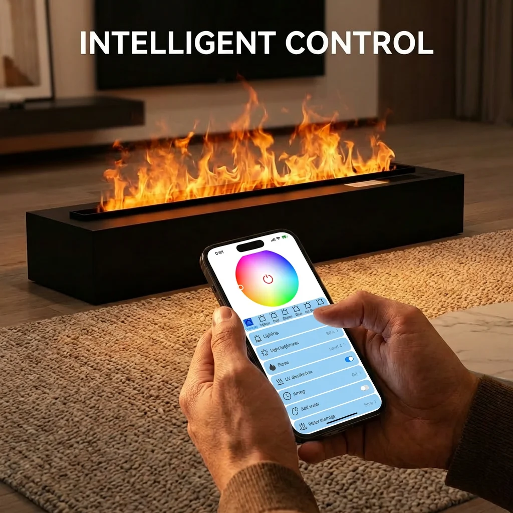 

Electric Fireplace 3D Water Vapor Fireplace Recessed Realistic Atomized Flame Water TUYA Control Electric Steam Fireplace Stove