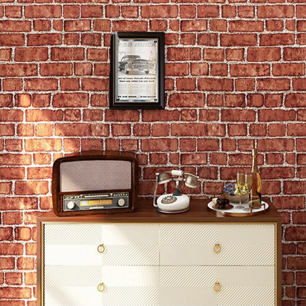 PVC 45cm waterproof wallpaper modern home decoration retro brick pattern self-adhesive wallpaper DIY background wall sticker
