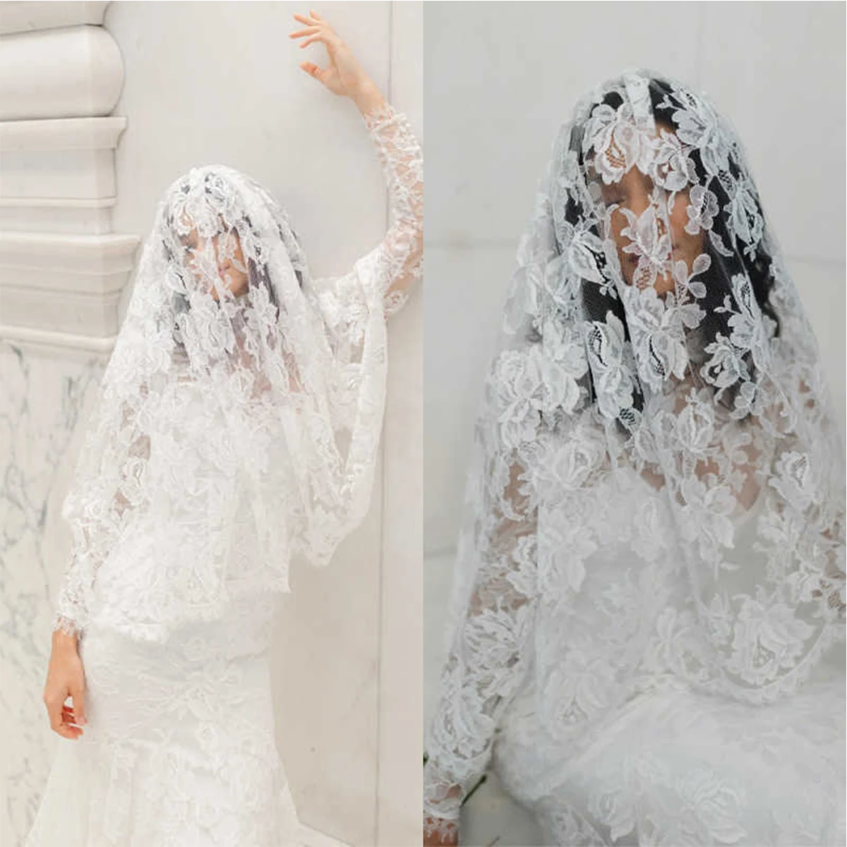 

Luxury Applique Wedding Veil Tulle Lace Bridal Veil for Bride for Marriage Wedding Accessories Customized
