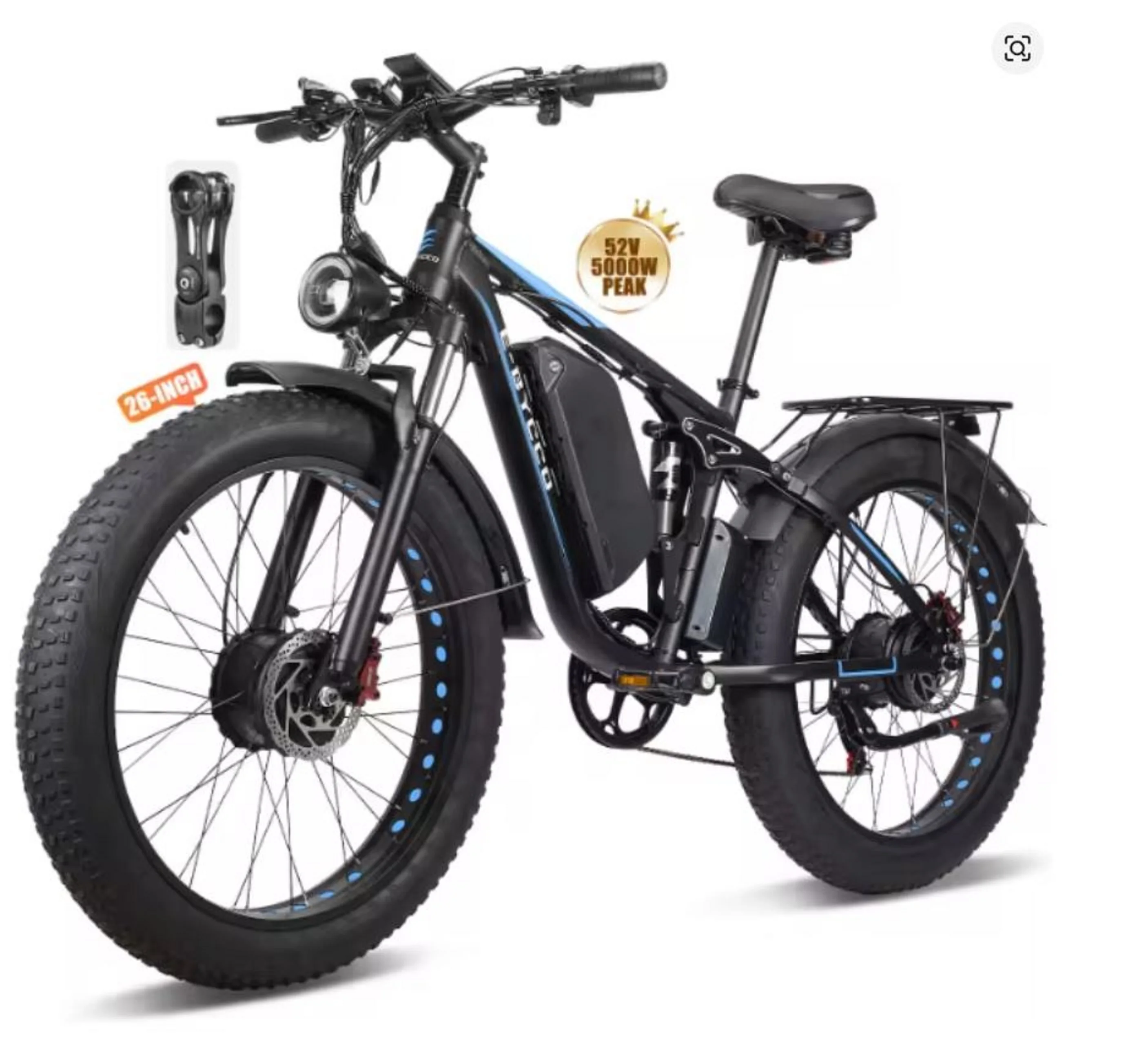 دراجة كهربائية للبالغين مع بطارية 32 أمبير، محركات مزدوجة 5000 وات، دراجة كهربائية