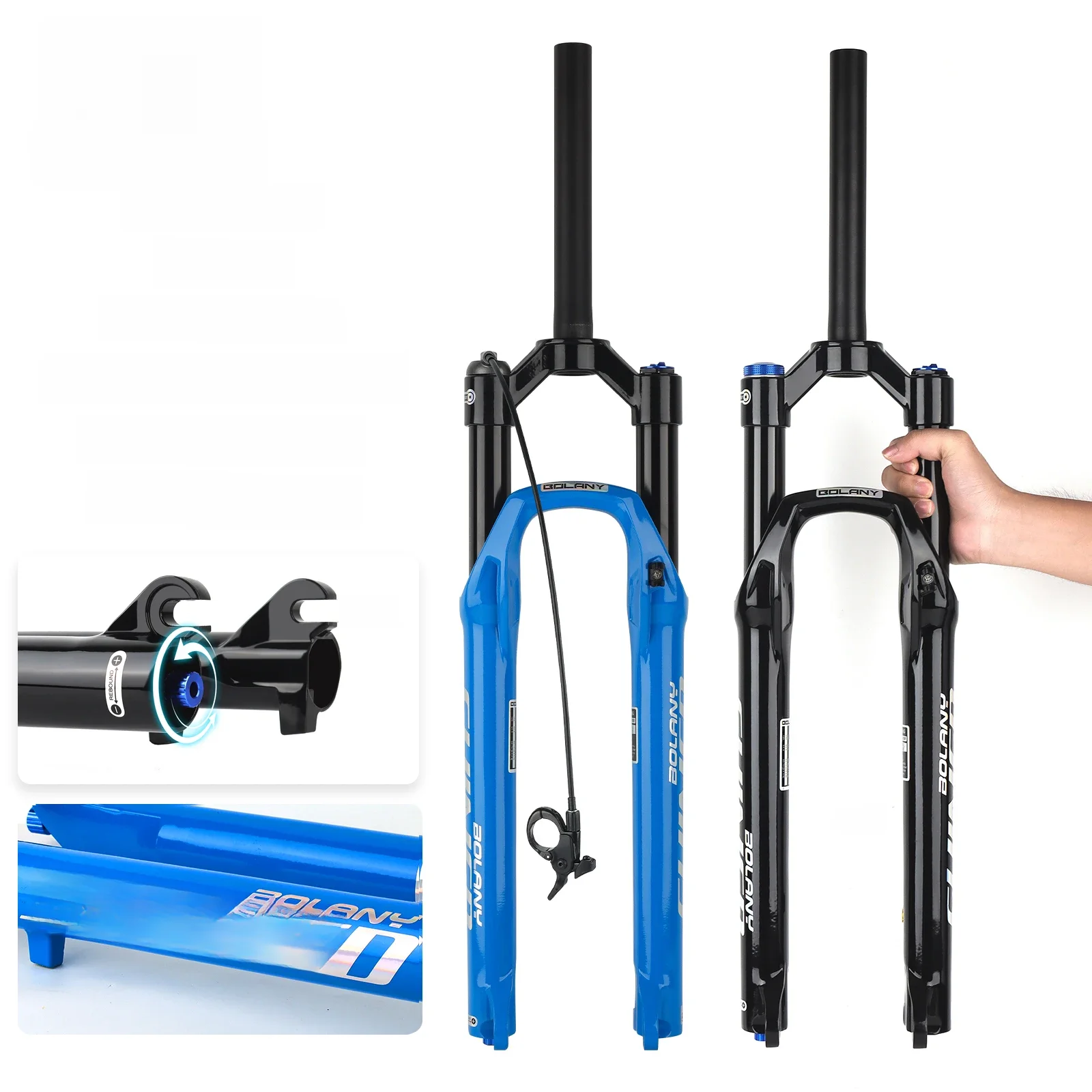 AliExpress BOLANY Bicycle Air Fork 26/27.5/29 Inch Straight Tube Suspension Fork Rebound Adjustable 9x100mm Quick Release MTB Fork