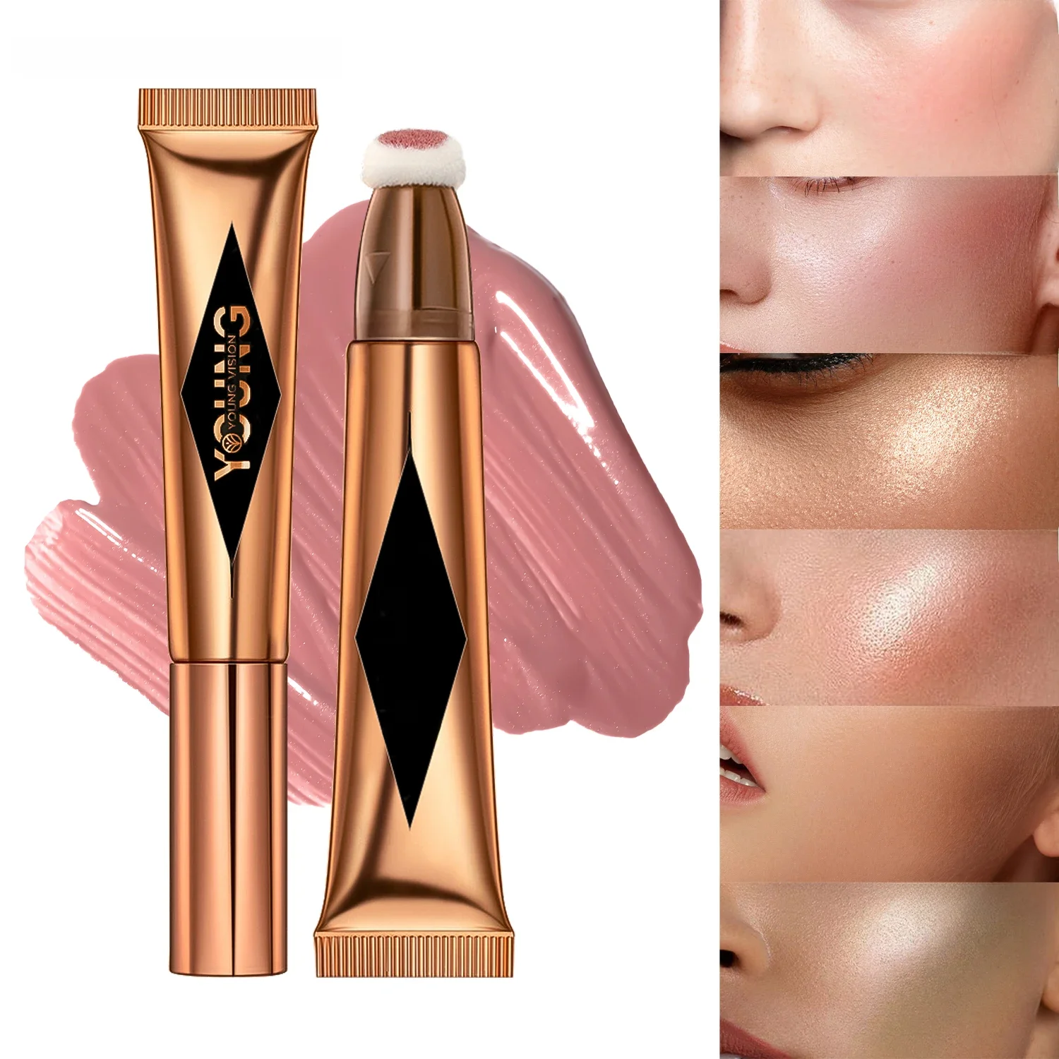 Almofada de ar YOUNG VISION, blush em pó, bastão de alto brilho, líquido de maquiagem, rouge, 6