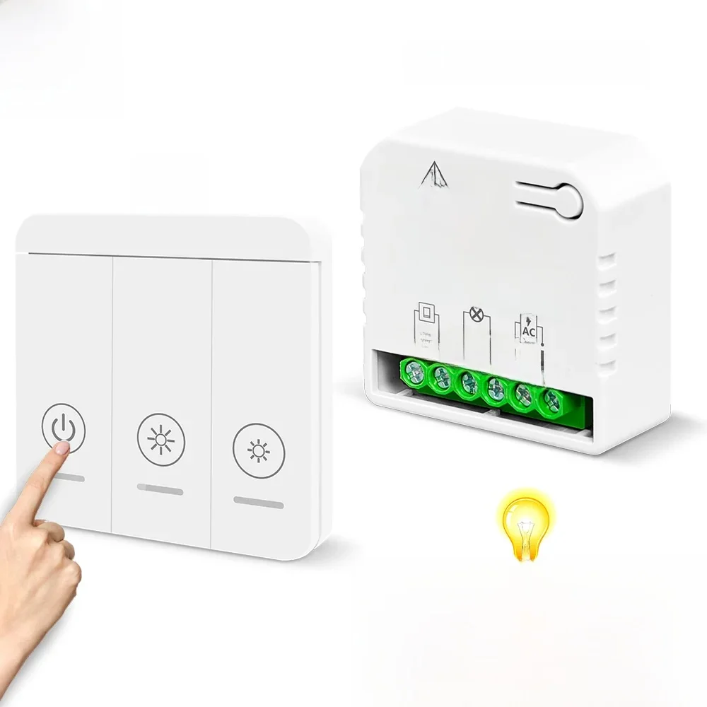 Bezprzewodowy ściemniacz z pilotem AC110V 220V Możliwość przyciemniania przełącznika dla diod LED i halogenów 10W-150W (bez Wi-Fi) — 2