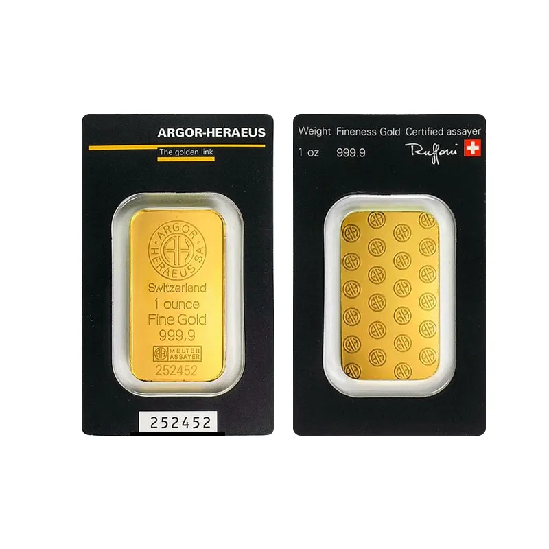 

24K Gold Swiss 1 OZ Argor-Heraeus Gold Bar Replica Gold Bullion Gold Coin Gifts Coin Bullion Collection