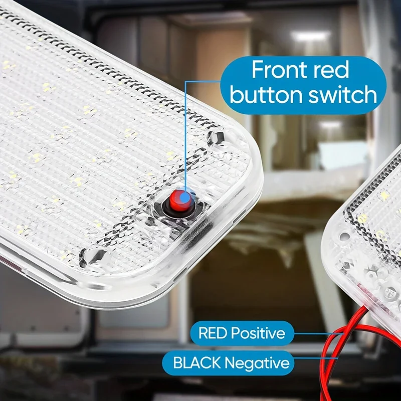1PC Universal Ceiling Light Bright Car Indoor Lamp With ON/OFF Switch 48LEDs Interior Dome Light For Box Trucks Campers Boats RV
