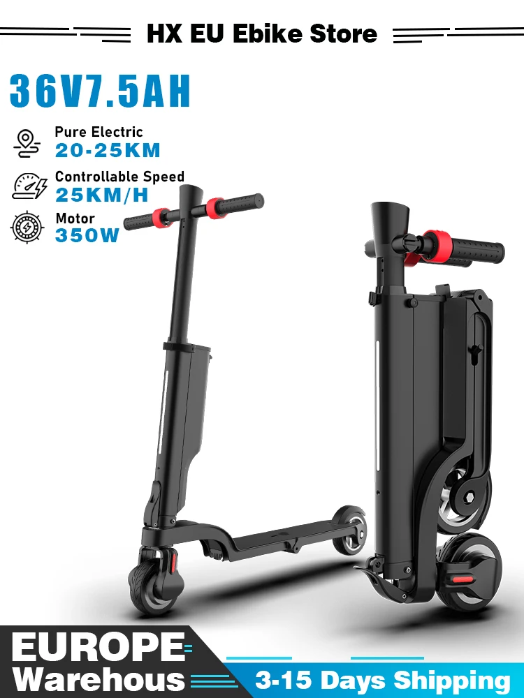 HX X6 36V 7,5AH Elektroroller Tragbarer Faltbarer City-Pendler-Elektroroller 350W Leistungsstarker Motor 25km/h Smart-App Erwachsenen-E-Scooter