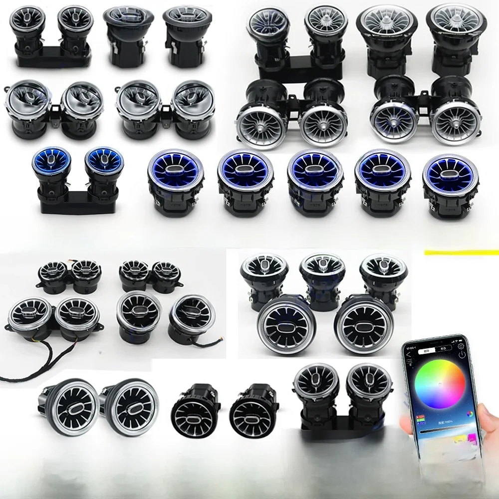 256 Kleur Led-openingen Voor Mercedes Benz C Klasse W205 W447 W213 W156 W117 W176 Bluetooth App Controle Auto mondstuk Turbine Luchtuitlaat - afbeelding 2