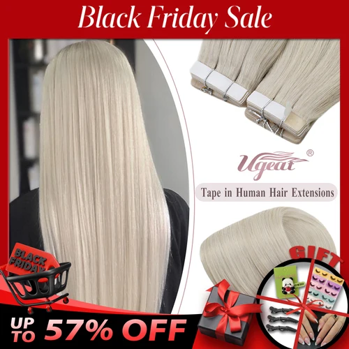 Extensiones de cabello con cinta Ugeat, cabello humano Real Natural brasileño Remy, trama de piel recta sin costuras para mujeres Balayage 20P/40P