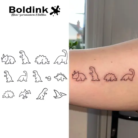 Dinosaurs Temporary Tattoo,Lasts To 15 Days New Technology Magic Waterproof Semi Permanent Sticker.