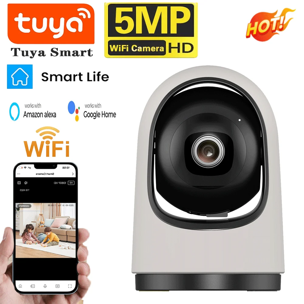 5MP Wifi Mini Tuya Camera Indoor Home Wireless Security Monitoring CCTV Surveillance IP Cameras AI Auto Tracking Baby Monitor