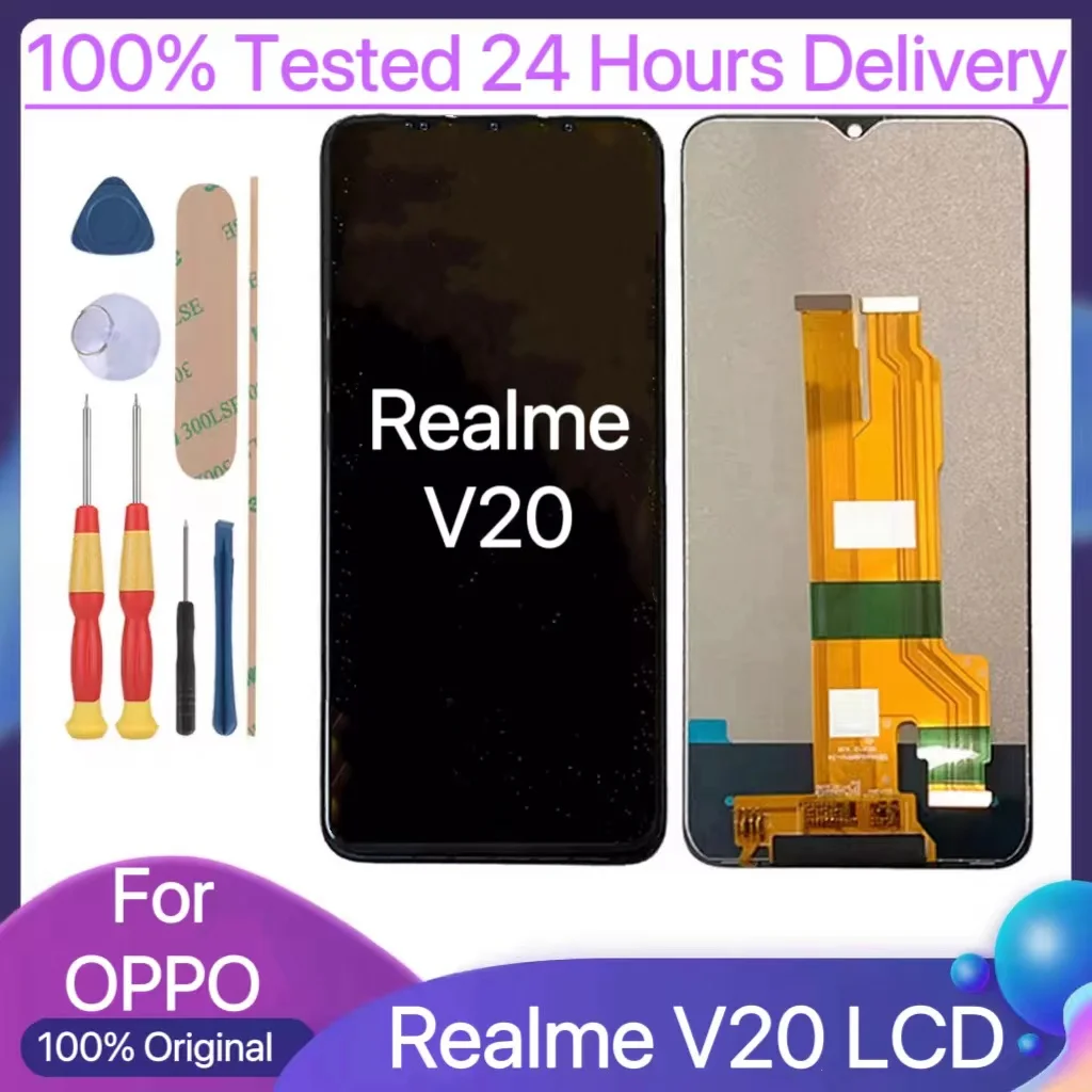 

6,6 ''новый V20 для OPPO RealmeV20 ЖК-дисплей кодирующий преобразователь сенсорного экрана в сборе Realme V20 RMX3612 сменный ЖК-экран с рамкой