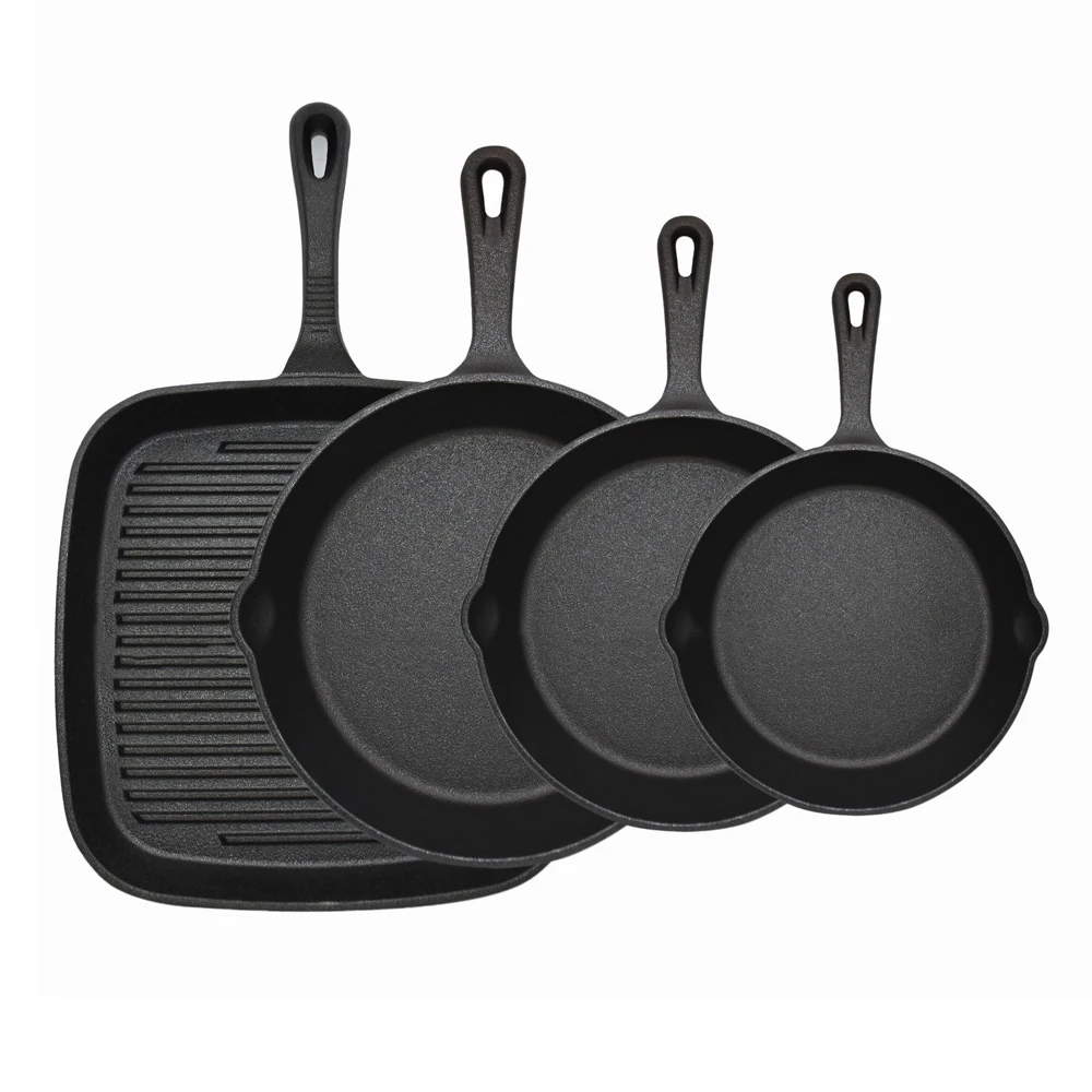 Set de 4 Sartenes de Hierro Fundido Antiadherentes + Guantes 🍳