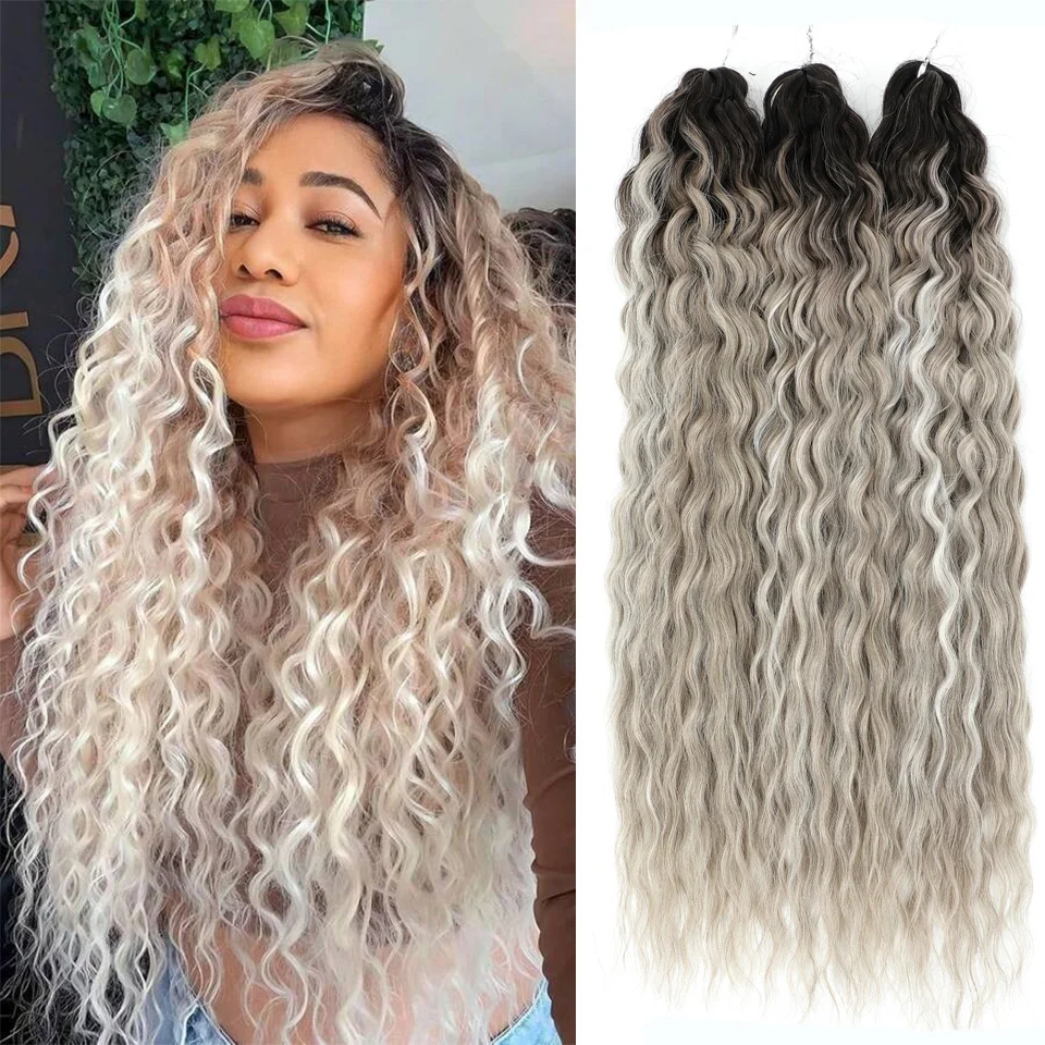 

Ariel Глубокая волна воды Вязание крючком Вьющиеся волосы 24 дюйма Светло-коричневые твист-косы Белый Оранжевый Выделенные вьющиеся пучки 3 шт. 300 грамм