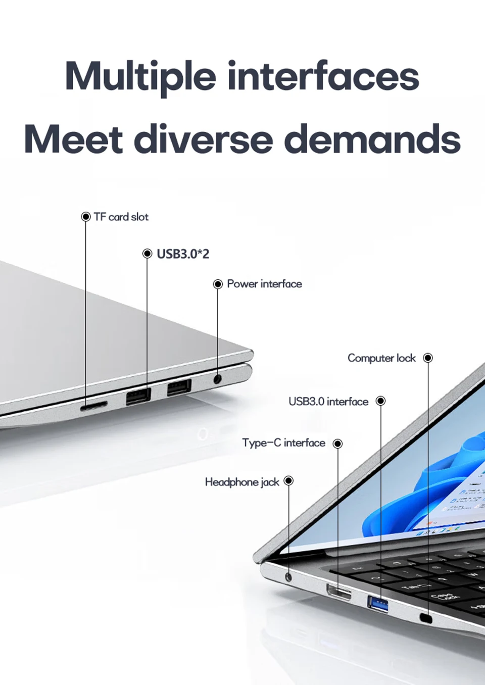 Xiaman 17.3" Ultar Slim Business Laptop Computer intel Pentium 6500Y Windows 11 Pro Notebook PC Laptops with Backlit Keyboard
