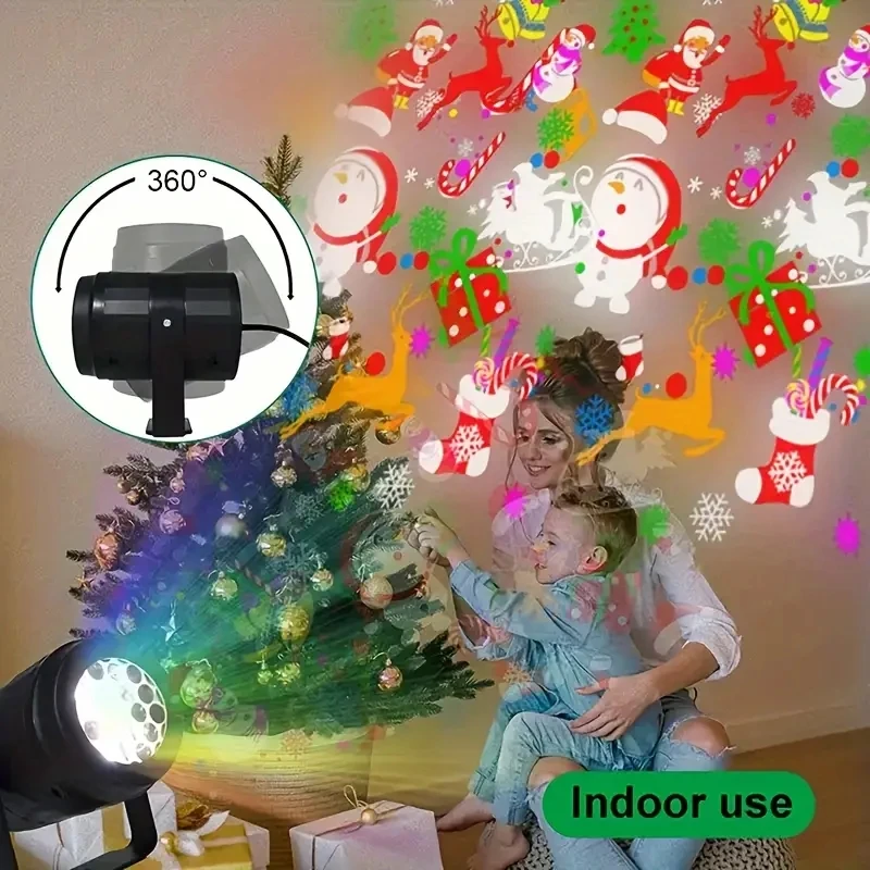 Proyector LED USB de Navidad, luces navideñas, lámpara de noche de proyección navideña, foco de copo de nieve de Papá Noel para decoración de fiesta de año nuevo