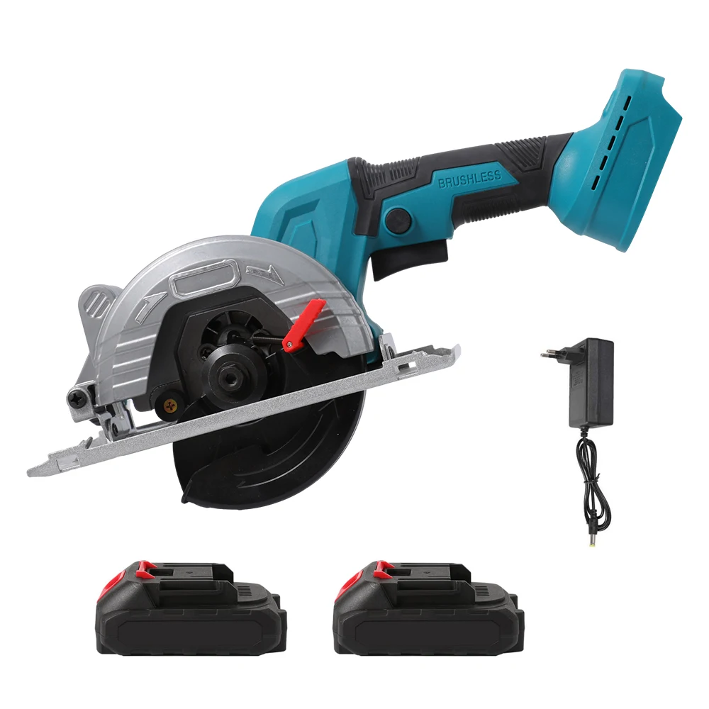 Scie circulaire électrique sans balais de 5 pouces, profondeur de coupe de 59 mm, 0-45° °   Scie à découper le bois et la pierre réglable pour batteries Makita 18V