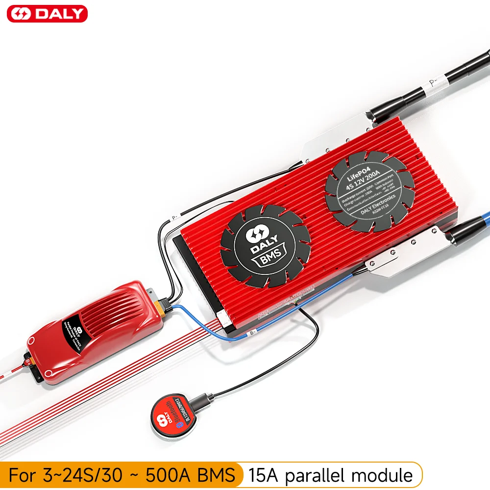 

DALY Lifepo4 BMS Parallel 15A 8S 24v li-ion LTO Free BT RS485 CAN 4S 10S 12S 16S 20S 12V 36V 48V 60V 72V 84V With Temp Sensor