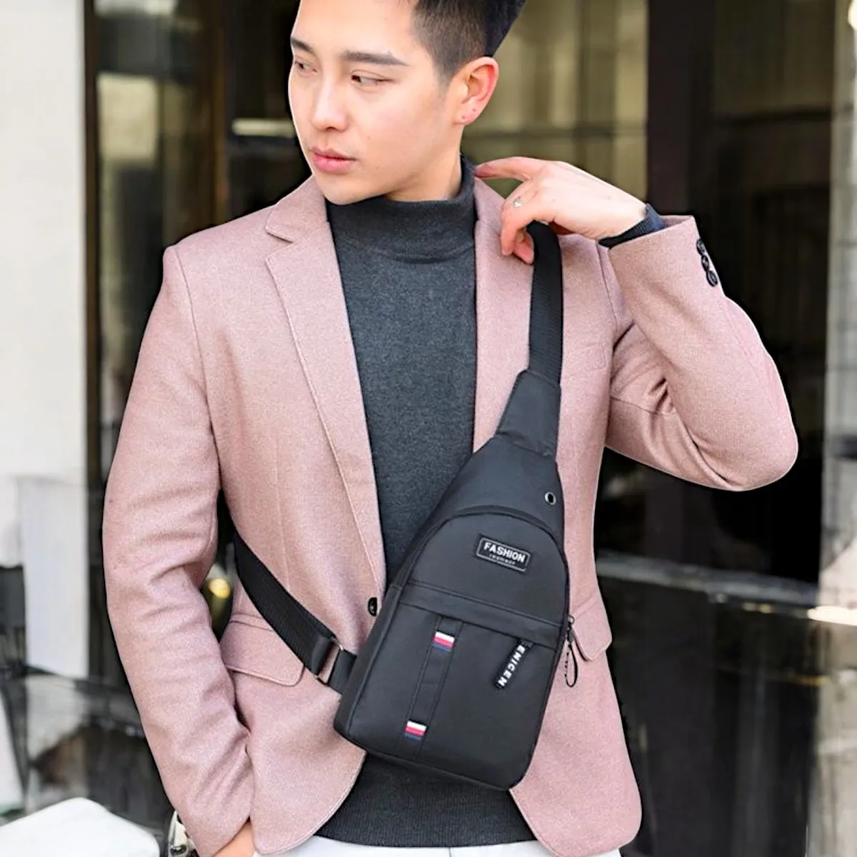 1 Pcs Men's Crossbody Bag Letter Design Crossbody Bag, Mini Zipper Fanny Pack, Crossbody Bag, Crossbody Bag for Going Out, Travel, Work, Vacation, Essentials, Lightweight