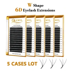 Quewel W Style Premade Volume Eyelashes 5pcs 6D W-shape Faux Mink False Eyelash Extensions Popular C/CC/D/DD Wholesale Lashes