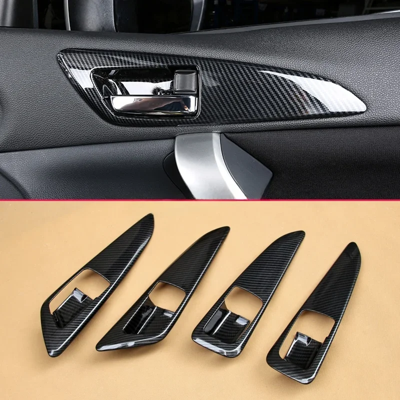 For 2018-2024 Mitsubishi Eclipse Cross Carbon Fiber Interior Door Handle Surrounds Cover Trims Accessories Black