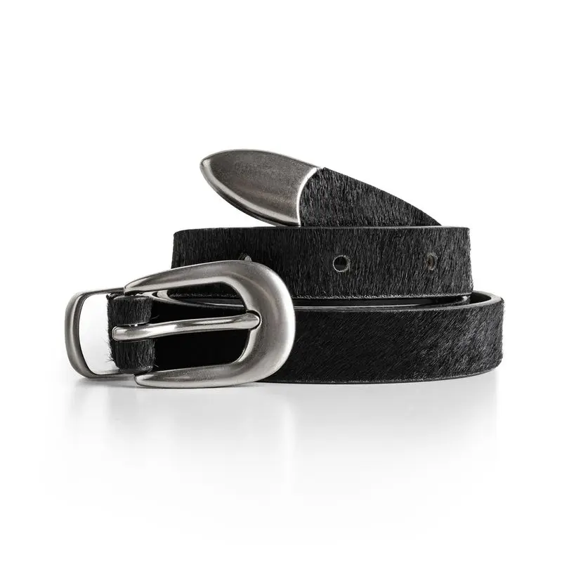 حزام جلد نسائي من Maden عتيق بطبعة الفهد الأسود وحزام من جلد البقر الضيق مع إبزيم دبوس وإكسسوارات خصر نسائية عصرية