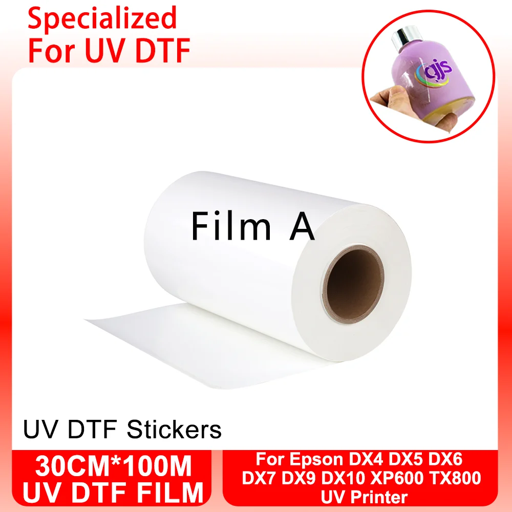 30CM*100M UV DTF Film A For UV DTF Lamination Machine For XP600 1340 L1390 L1800 UV Flatbed Printer UV DTF Sticker UV DTF Film B