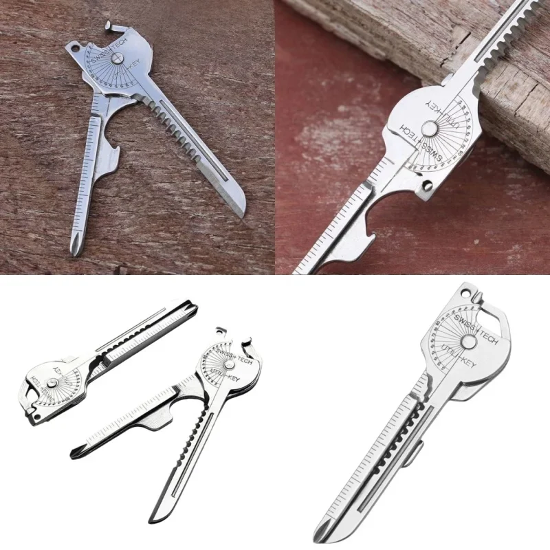 Sleutelhanger Multitool Compacte multifunctionele sleutelhanger Gadget Draagbaar gereedschap met schroevendraaier Flesopener Camping Noodhulpmiddel - afbeelding 2